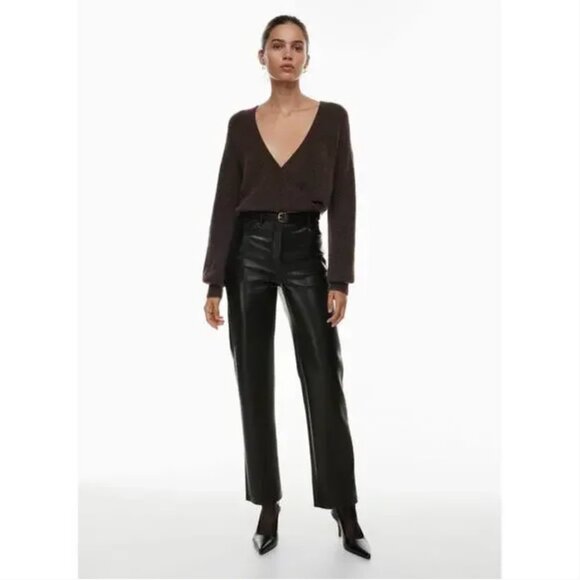 Aritzia Wilfred The Melina Pant - Black Faux Leather - 12 - New Without Tags - Picture 1 of 10